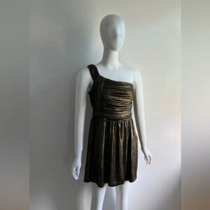 Suite Blanco Nights Gold cocktail one shoulder dress  Size M NWT
